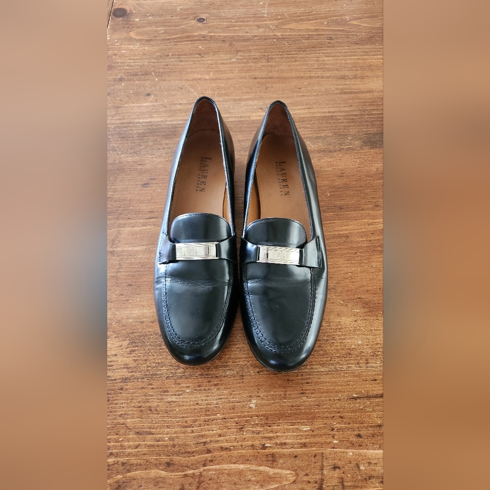 VINTAGE Lauren Ralph Lauren Black Leather Loafers Size 8 ½